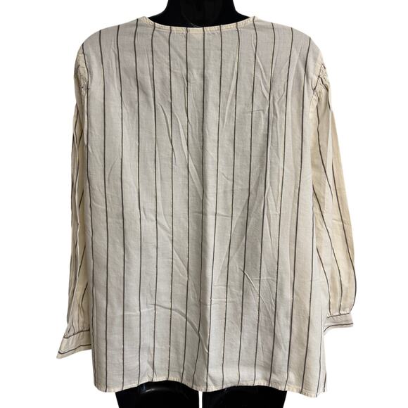 Old Navy Women Top Blouse Size XL Extra Large Ivory Stripe Long Sleeve NWT New - Picture 6 of 9